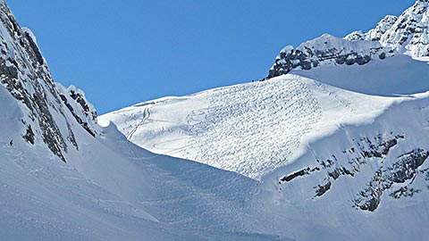 Skitour Berchtesgaden - Den Skihang im Blick