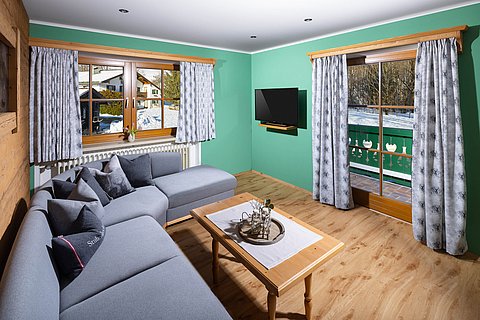 Ferienwohnung im Bergsteigerdorf Ramsau Bindenhäusl Wohnzimmer